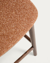 Load image into Gallery viewer, Ciselia terracotta thick chenille stool with solid ash wood legs with walnut-coloured finish FSC Mix Credit 65cm - image 10