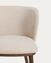 Load image into Gallery viewer, Ciselia beige chenille stool with solid ash wood legs with walnut-coloured finish FSC Mix Credit 65cm - image 6