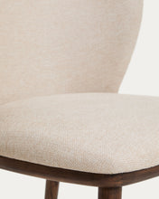 Load image into Gallery viewer, Ciselia beige chenille stool with solid ash wood legs with walnut-coloured finish FSC Mix Credit 65cm - image 7