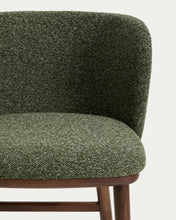 Load image into Gallery viewer, Ciselia dark green thick chenille stool with solid ash wood legs with walnut-coloured finish FSC Mix Credit 75cm - image 7