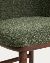 Load image into Gallery viewer, Ciselia dark green thick chenille stool with solid ash wood legs with walnut-coloured finish FSC Mix Credit 75cm - image 8