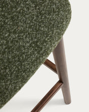 Load image into Gallery viewer, Ciselia dark green thick chenille stool with solid ash wood legs with walnut-coloured finish FSC Mix Credit 75cm - image 10