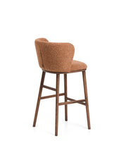 Load image into Gallery viewer, Ciselia terracotta thick chenille stool with solid ash wood legs with walnut-coloured finish FSC Mix Credit 75cm - image 3