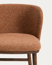Load image into Gallery viewer, Ciselia terracotta thick chenille stool with solid ash wood legs with walnut-coloured finish FSC Mix Credit 75cm - image 7