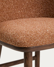 Load image into Gallery viewer, Ciselia terracotta thick chenille stool with solid ash wood legs with walnut-coloured finish FSC Mix Credit 75cm - image 8