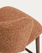 Load image into Gallery viewer, Ciselia terracotta thick chenille stool with solid ash wood legs with walnut-coloured finish FSC Mix Credit 75cm - image 9