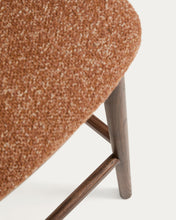 Load image into Gallery viewer, Ciselia terracotta thick chenille stool with solid ash wood legs with walnut-coloured finish FSC Mix Credit 75cm - image 10