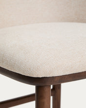 Load image into Gallery viewer, Ciselia beige chenille stool with solid ash wood legs with walnut-coloured finish FSC Mix Credit 75cm - image 8