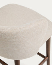 Load image into Gallery viewer, Ciselia beige chenille stool with solid ash wood legs with walnut-coloured finish FSC Mix Credit 75cm - image 9