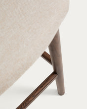 Load image into Gallery viewer, Ciselia beige chenille stool with solid ash wood legs with walnut-coloured finish FSC Mix Credit 75cm - image 10