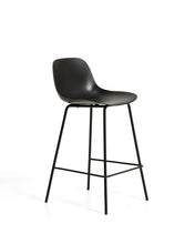 Load image into Gallery viewer, Altea black stool with black finish steel legs 65cm