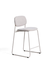 Load image into Gallery viewer, Meli stackable stool in beige chenille with beige metal legs FSC Mix Credit 65cm