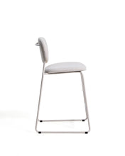 Load image into Gallery viewer, Meli stackable stool in beige chenille with beige metal legs FSC Mix Credit 65cm - image 2
