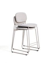 Load image into Gallery viewer, Meli stackable stool in beige chenille with beige metal legs FSC Mix Credit 65cm - image 5