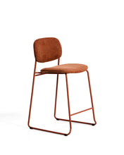 Load image into Gallery viewer, Meli stackable stool in terracotta chenille with terracotta metal legs FSC Mix Credit 65cm
