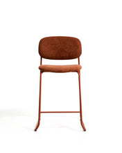 Load image into Gallery viewer, Meli stackable stool in terracotta chenille with terracotta metal legs FSC Mix Credit 65cm - image 4