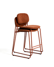 Load image into Gallery viewer, Meli stackable stool in terracotta chenille with terracotta metal legs FSC Mix Credit 65cm - image 5