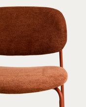 Load image into Gallery viewer, Meli stackable stool in terracotta chenille with terracotta metal legs FSC Mix Credit 65cm - image 6