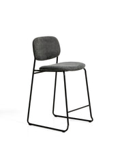 Load image into Gallery viewer, Meli stackable stool in grey chenille with grey metal legs FSC Mix Credit 65cm