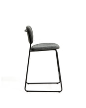Load image into Gallery viewer, Meli stackable stool in grey chenille with grey metal legs FSC Mix Credit 65cm - image 2