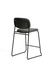 Load image into Gallery viewer, Meli stackable stool in grey chenille with grey metal legs FSC Mix Credit 65cm - image 3