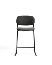 Load image into Gallery viewer, Meli stackable stool in grey chenille with grey metal legs FSC Mix Credit 65cm - image 4