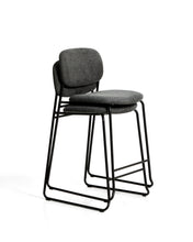 Load image into Gallery viewer, Meli stackable stool in grey chenille with grey metal legs FSC Mix Credit 65cm - image 5