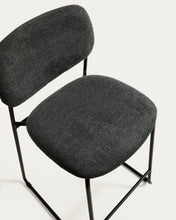 Load image into Gallery viewer, Meli stackable stool in grey chenille with grey metal legs FSC Mix Credit 65cm - image 9