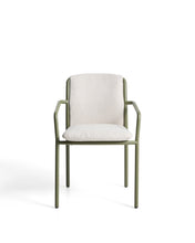 Load image into Gallery viewer, Linosa stackable outdoor chair in green aluminium with beige cushion - image 2