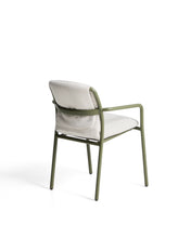 Load image into Gallery viewer, Linosa stackable outdoor chair in green aluminium with beige cushion - image 5