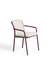 Load image into Gallery viewer, Linosa stackable outdoor chair in burgundy aluminium with beige cushion