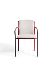 Load image into Gallery viewer, Linosa stackable outdoor chair in burgundy aluminium with beige cushion - image 2