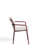 Load image into Gallery viewer, Linosa stackable outdoor chair in burgundy aluminium with beige cushion - image 4