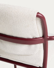 Load image into Gallery viewer, Linosa stackable outdoor chair in burgundy aluminium with beige cushion - image 10