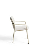 Load image into Gallery viewer, Linosa stackable outdoor chair in ecru aluminium with beige cushion - image 4