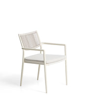 Load image into Gallery viewer, Argasi stackable outdoor chair in ecru aluminium and grey synthetic rope cord