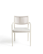 Load image into Gallery viewer, Argasi stackable outdoor chair in ecru aluminium and grey synthetic rope cord - image 2