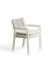 Load image into Gallery viewer, Argasi stackable outdoor chair in ecru aluminium and grey synthetic rope cord - image 3