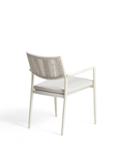 Load image into Gallery viewer, Argasi stackable outdoor chair in ecru aluminium and grey synthetic rope cord - image 5