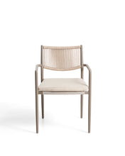 Load image into Gallery viewer, Argasi stackable outdoor chair in taupe aluminium and beige synthetic rope cord - image 2