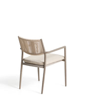Load image into Gallery viewer, Argasi stackable outdoor chair in taupe aluminium and beige synthetic rope cord - image 5