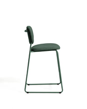 Load image into Gallery viewer, Meli stackable stool in green chenille with green metal legs FSC Mix Credit 65cm - image 2