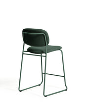 Load image into Gallery viewer, Meli stackable stool in green chenille with green metal legs FSC Mix Credit 65cm - image 3