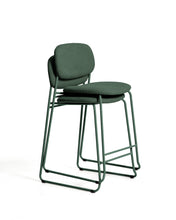 Load image into Gallery viewer, Meli stackable stool in green chenille with green metal legs FSC Mix Credit 65cm - image 5
