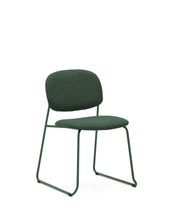 Load image into Gallery viewer, Meli stackable chair in green chenille with green metal legs FSC Mix Credit