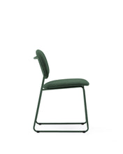 Load image into Gallery viewer, Meli stackable chair in green chenille with green metal legs FSC Mix Credit - image 2