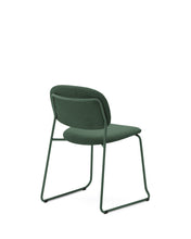Load image into Gallery viewer, Meli stackable chair in green chenille with green metal legs FSC Mix Credit - image 3