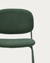 Load image into Gallery viewer, Meli stackable chair in green chenille with green metal legs FSC Mix Credit - image 5
