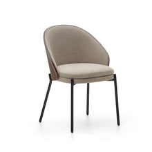 Load image into Gallery viewer, Eamy chair in light brown chenille with ash veneer in walnut finish and black metal - image 2