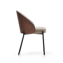Load image into Gallery viewer, Eamy chair in light brown chenille with ash veneer in walnut finish and black metal - image 4